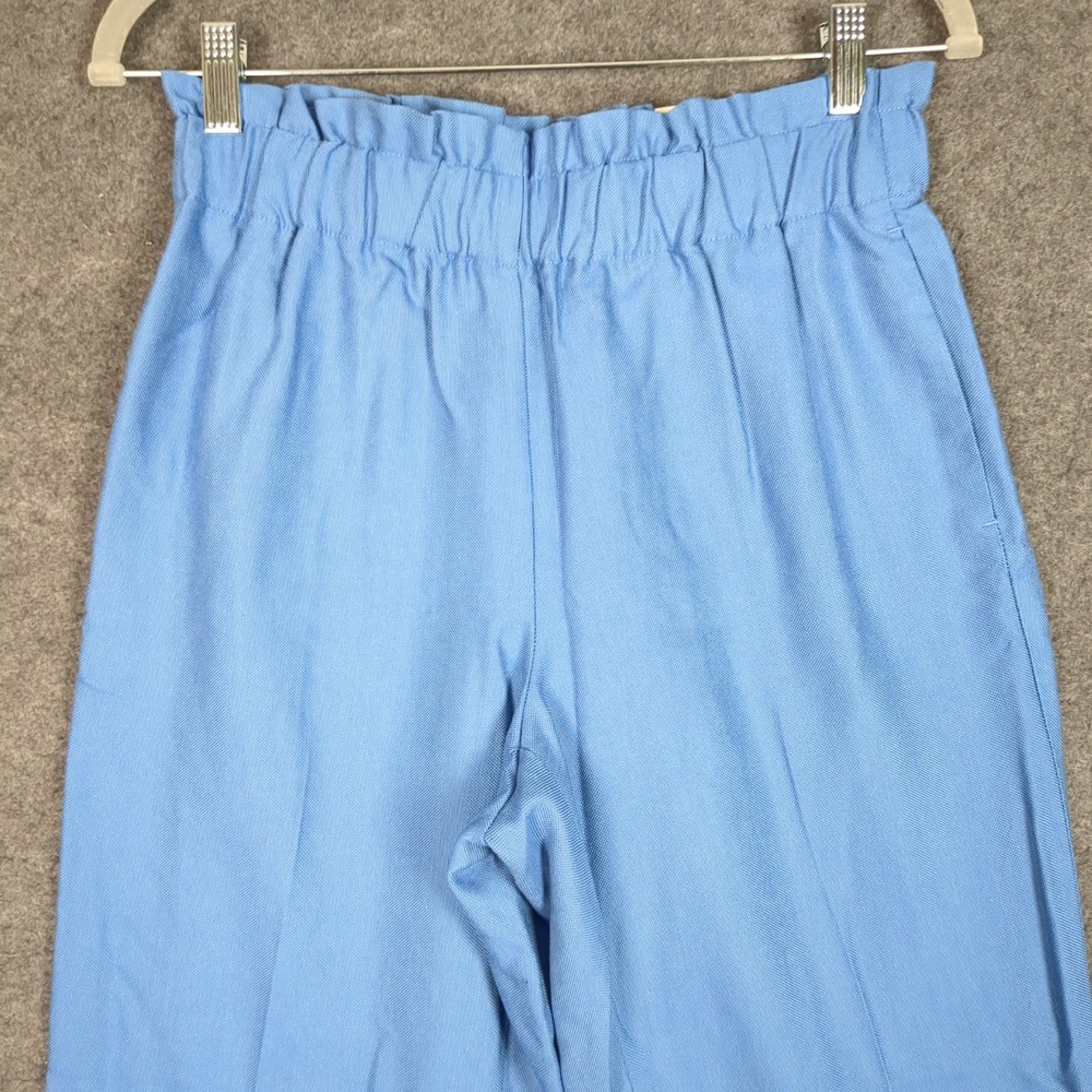 Ann Taylor Blue High Rise Tapered Ankle Pants Elastic Paperbag Waist Small NEW - Picture 5 of 16